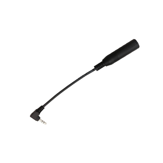 Angled 3.5mm jack plug to straight 6.3mm jack socket, black